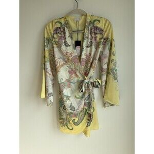 Gianni Bini Jenni Paisley Satin V-Neck Wrap Dress-XS-NWT